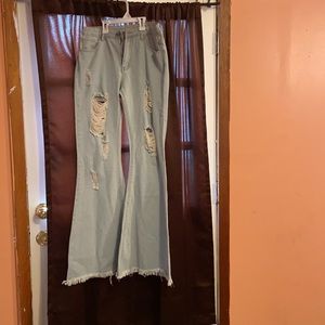 Distressed / Fringe Bell Bottoms